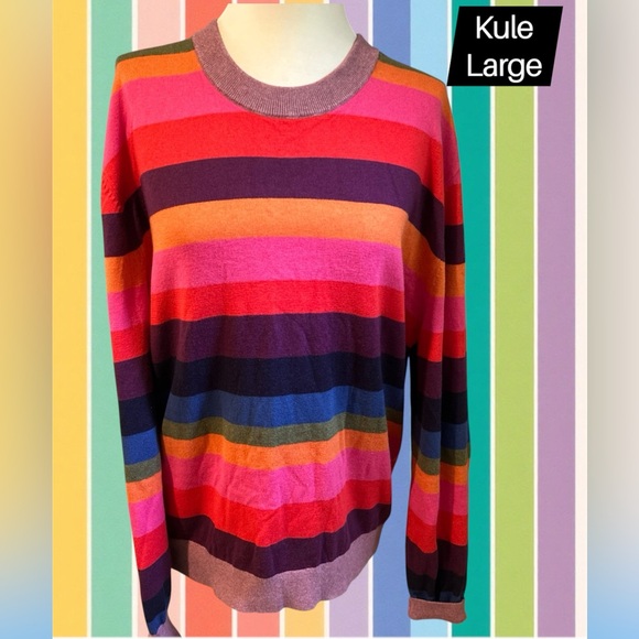 KULE Sweaters - Kule The Holly Rainbow Striped Sweater Women’s Large Multicolor